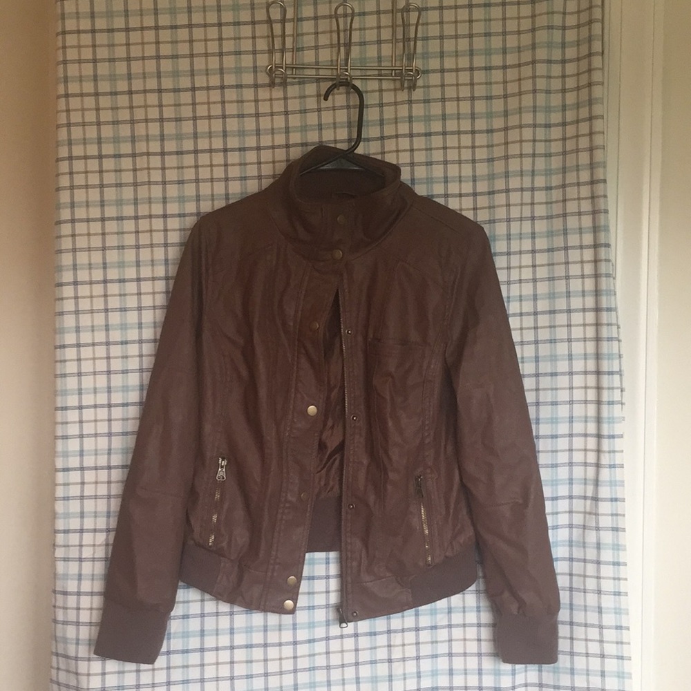 Charlotte Russe foe brown leather jacket